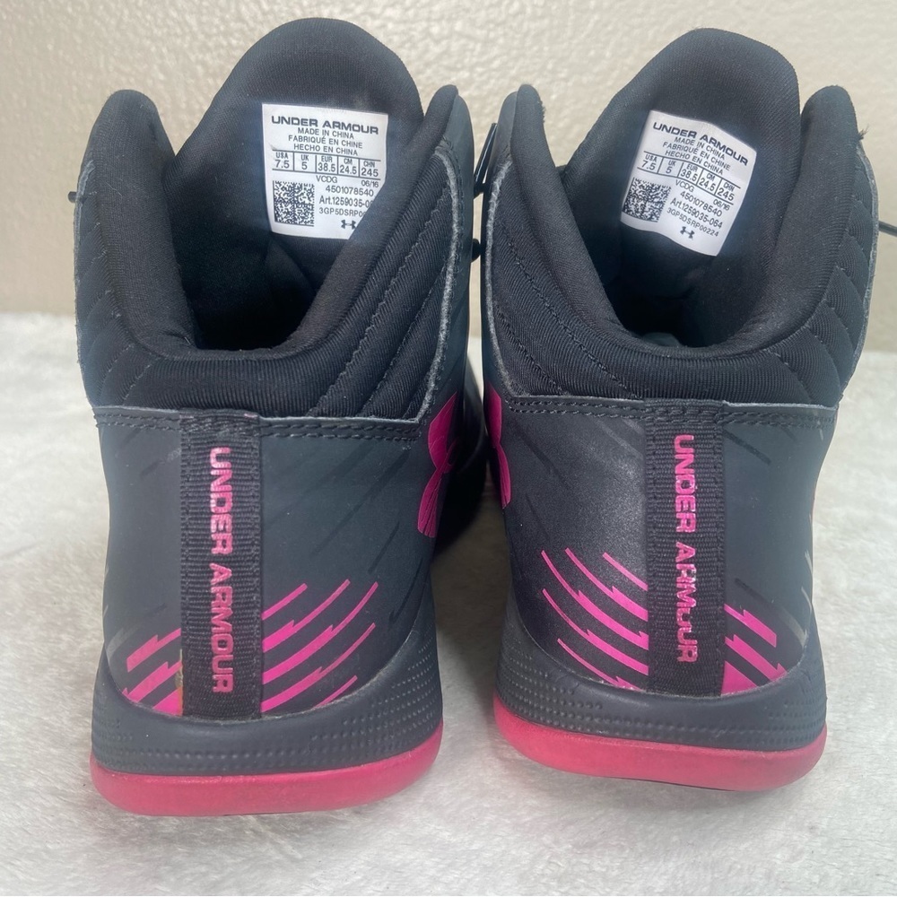 Under Armour Black Pink High Top Basketball Shoes Size 7.5 - Picture 7 of 14